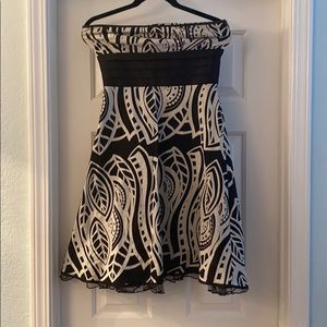 Strapless black and cream dress